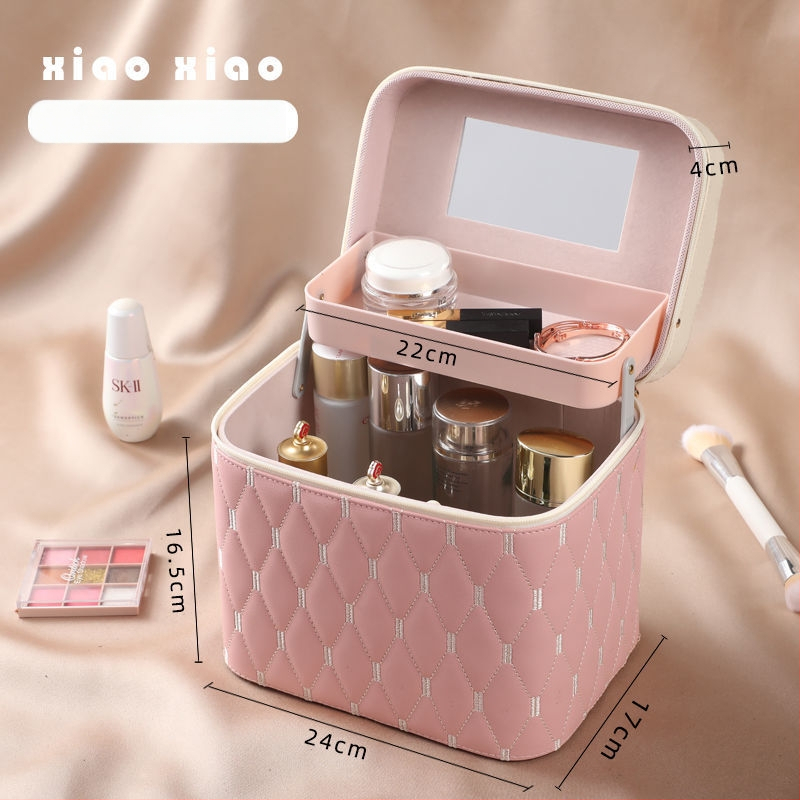 Prijenosna kućna kozmetička torbica s velikom kapacitetom i višefunkcionalni stolni organizator za njegu kože | PU materijal, univerzalni kotačići, zatvarač, vodootporan, proširivi prostor za pohranu