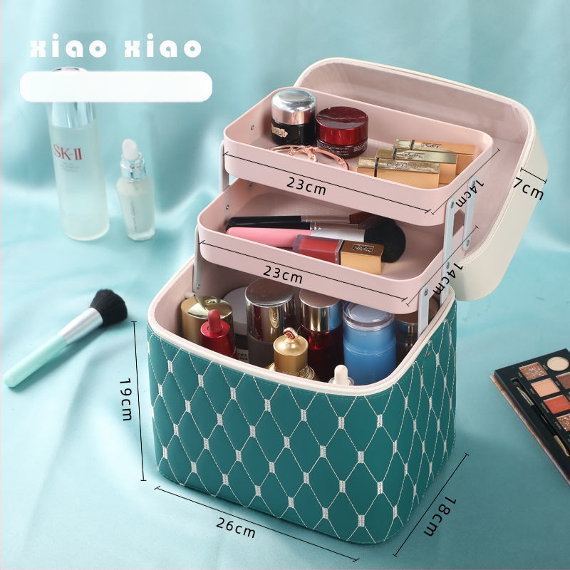 Prijenosna kućna kozmetička torbica s velikom kapacitetom i višefunkcionalni stolni organizator za njegu kože | PU materijal, univerzalni kotačići, zatvarač, vodootporan, proširivi prostor za pohranu
