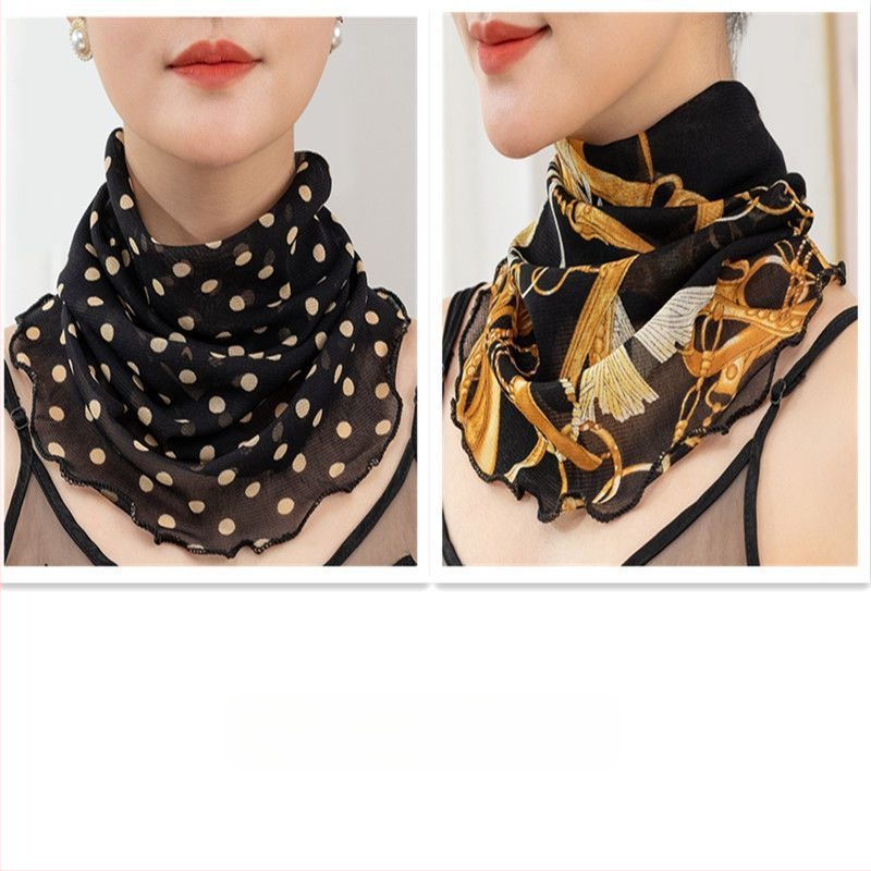 Nyakmelegítő sál poliészterből, chiffon béléssel, normál szélesség, Pure Desire stílus, tavasz 2022