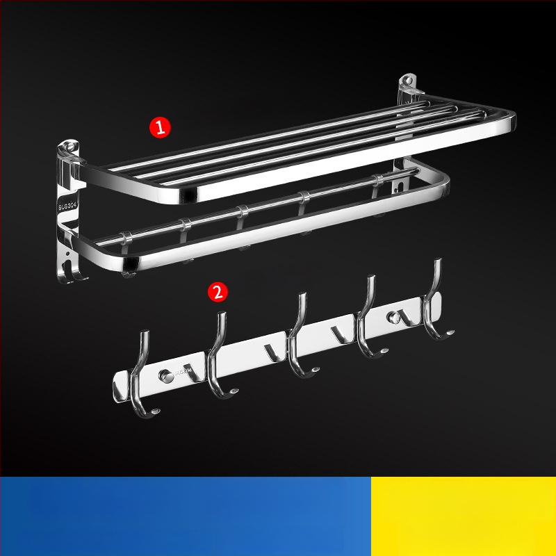 304 rozsdamentes acél törölközőtartó, polírozott felület, hat darabos készlet, modern minimalista fürdőszoba