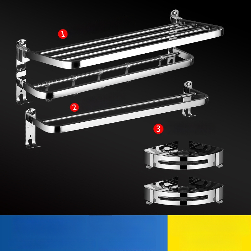 304 rozsdamentes acél törölközőtartó, polírozott felület, hat darabos készlet, modern minimalista fürdőszoba