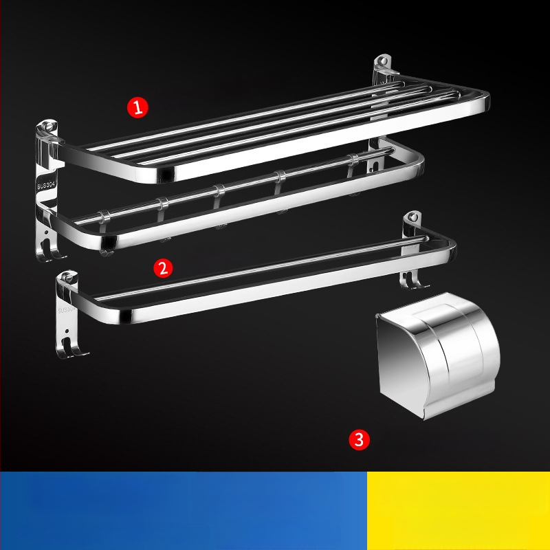 304 rozsdamentes acél törölközőtartó, polírozott felület, hat darabos készlet, modern minimalista fürdőszoba
