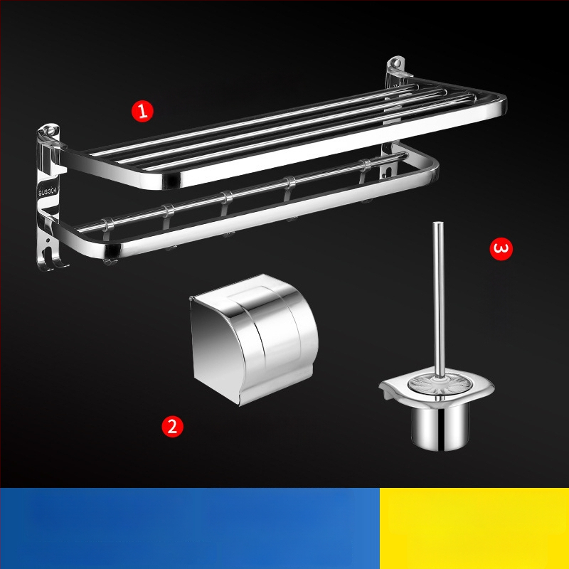 304 rozsdamentes acél törölközőtartó, polírozott felület, hat darabos készlet, modern minimalista fürdőszoba