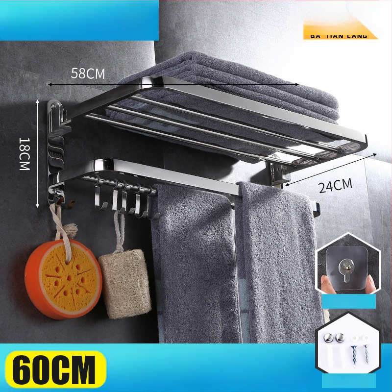 304 rozsdamentes acél törölközőtartó, polírozott felület, hat darabos készlet, modern minimalista fürdőszoba