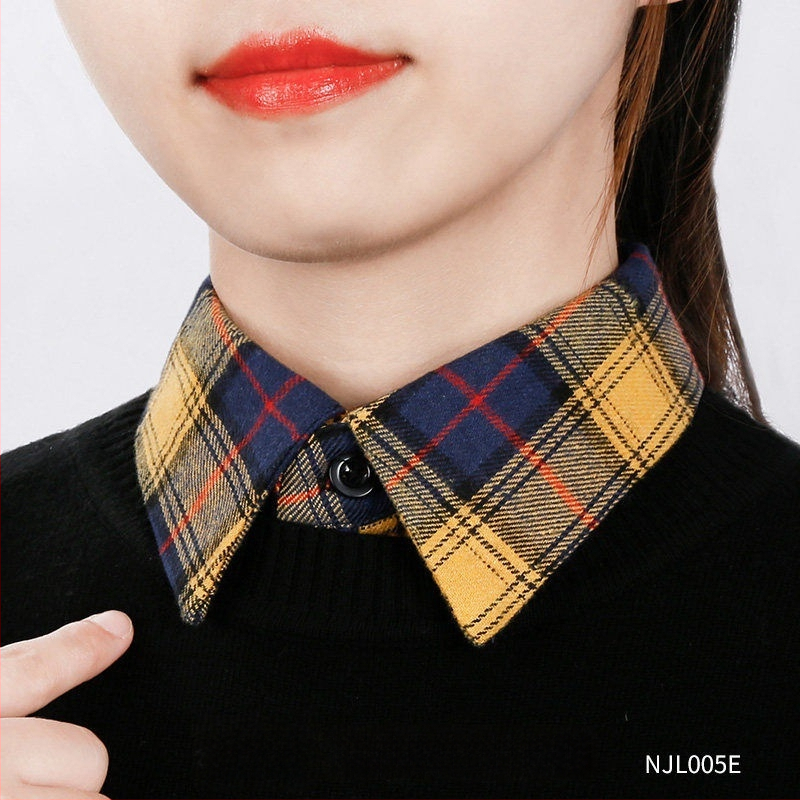 Női hamis gallér — pulóver-stílusú kockás gallér, multifunkcionális felső, hegyes gallér, pamut