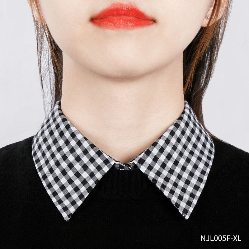 Női hamis gallér — pulóver-stílusú kockás gallér, multifunkcionális felső, hegyes gallér, pamut