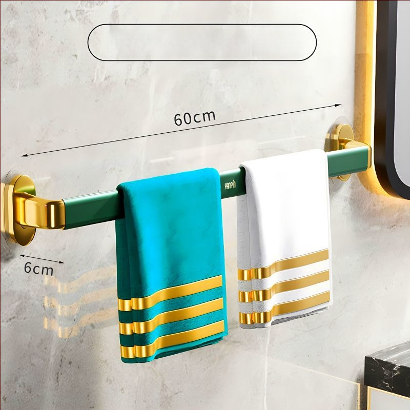 Fúrás nélküli falra szerelhető törölközőtartó, műanyagból, egyrudas, CE-tanúsítvánnyal