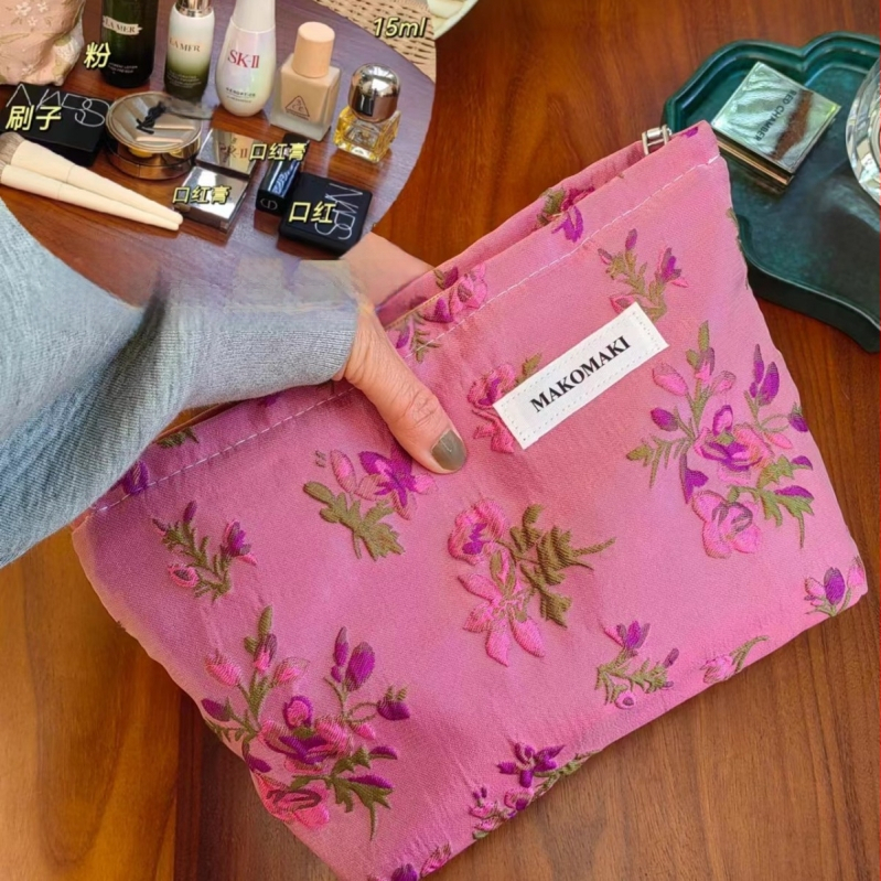 Vászon kozmetikai táska nőknek, hordozható, nagy kapacitású rendező a sminkhez és a higiéniai termékekhez, belső béléssel.