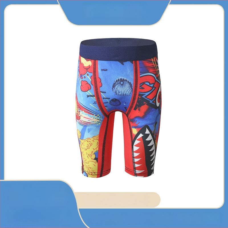 Boxeri pentru copii băieți din poliester, imprimeu cu rechin desen animat, talie medie, pentru copii 3-8 ani, sezon iarnă 2025, 90% poliester