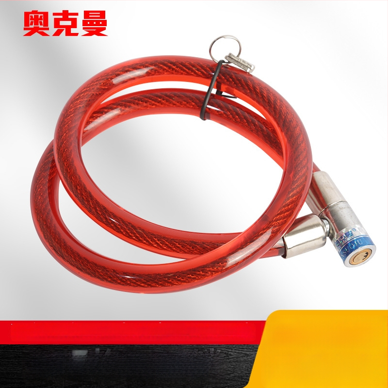 Oakman kábelzár, modell Wire lock, anyag: vas és PVC, kerékpárok, elektromos járművek és motorkerékpárok számára