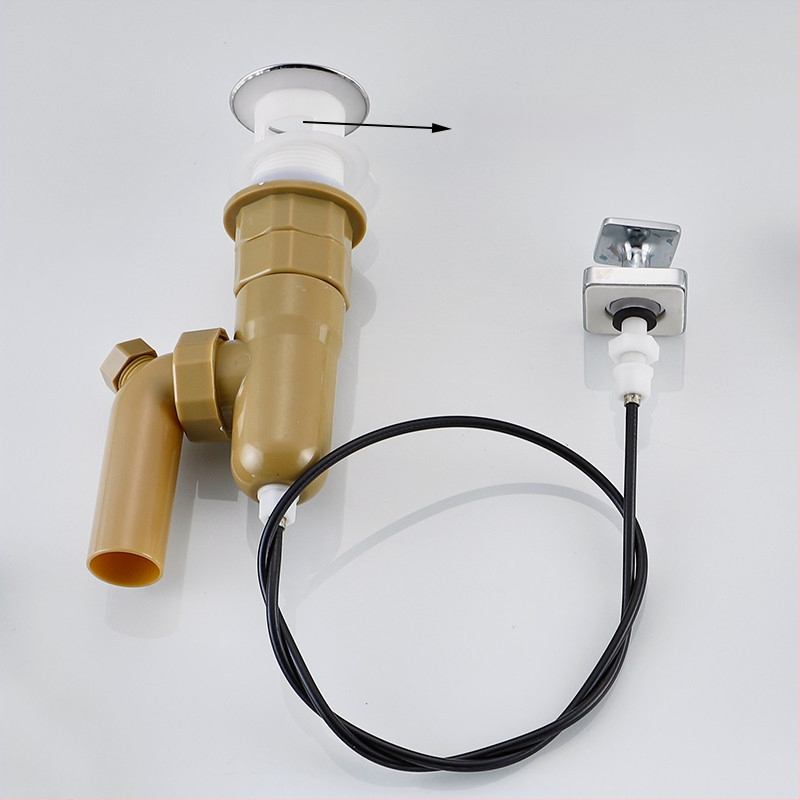 Automatická zátka k umývadlu, tvar S, bounce typ, materiál plast a nerezová oceľ, model DR, značka Xuan oh