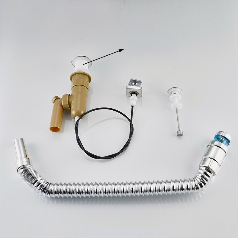 Automatická zátka k umývadlu, tvar S, bounce typ, materiál plast a nerezová oceľ, model DR, značka Xuan oh