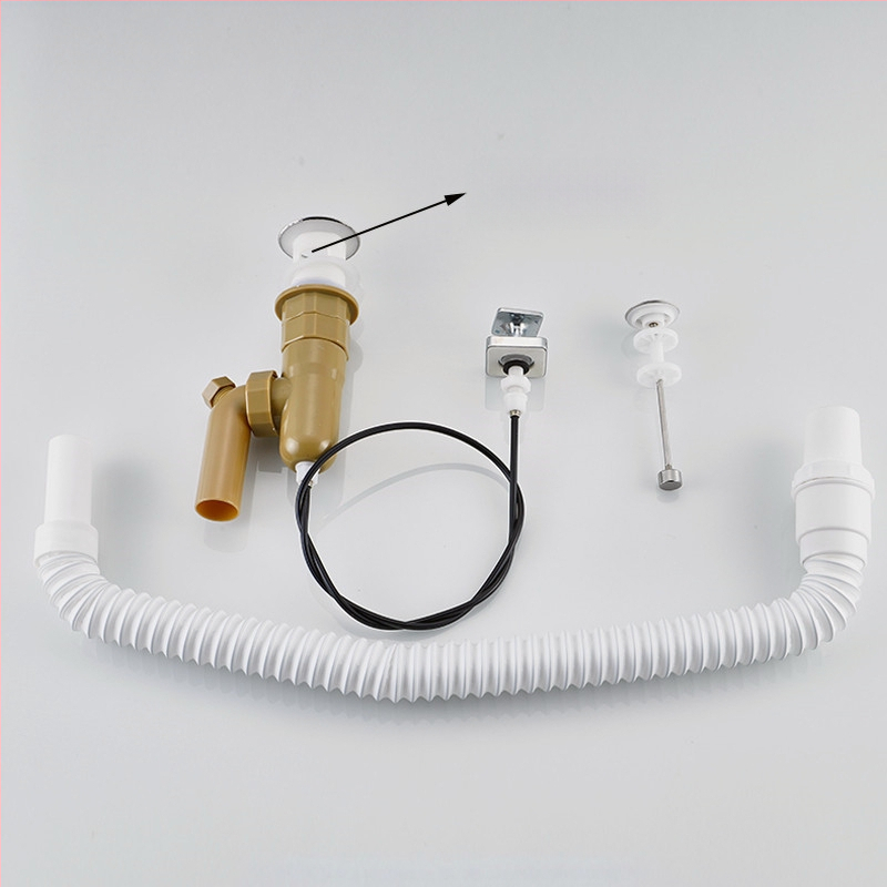 Automatická zátka k umývadlu, tvar S, bounce typ, materiál plast a nerezová oceľ, model DR, značka Xuan oh