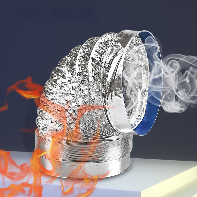 Телескопична двупластова дебела вентилационна тръба с алуминиево фолио за кухня и баня