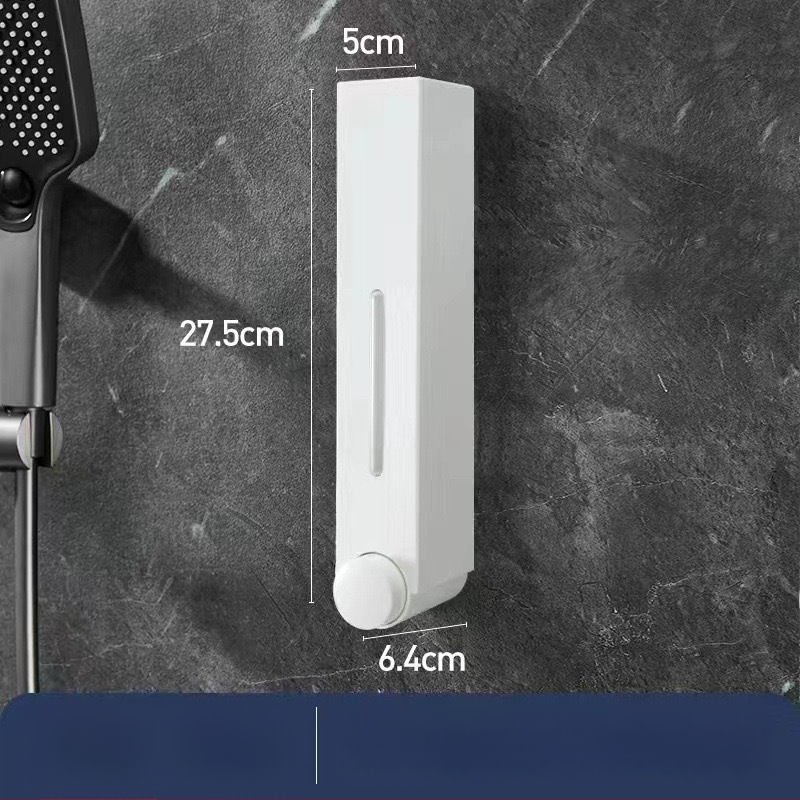 Стенно монтиран дозатор за сапун за хотелска баня - без пробиване, за шампоан и душ гел, ABS материал, инжекционно формован, ръчно натискане, стил модерен минимализъм