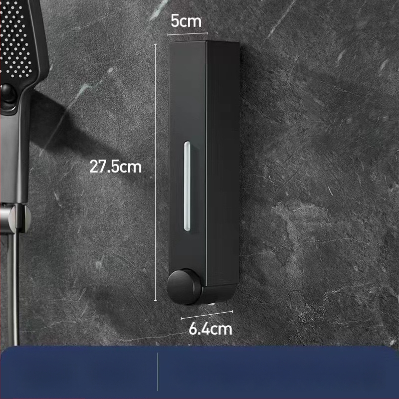 Стенно монтиран дозатор за сапун за хотелска баня - без пробиване, за шампоан и душ гел, ABS материал, инжекционно формован, ръчно натискане, стил модерен минимализъм