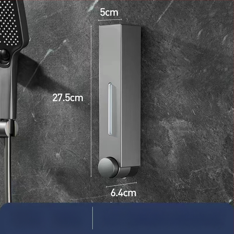 Стенно монтиран дозатор за сапун за хотелска баня - без пробиване, за шампоан и душ гел, ABS материал, инжекционно формован, ръчно натискане, стил модерен минимализъм