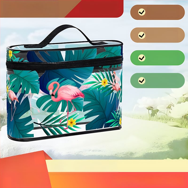 PVC torbica za kozmetiku i putovanja, prugasti uzorak, bez podstavke, prozračna, antibakterijska, unisex