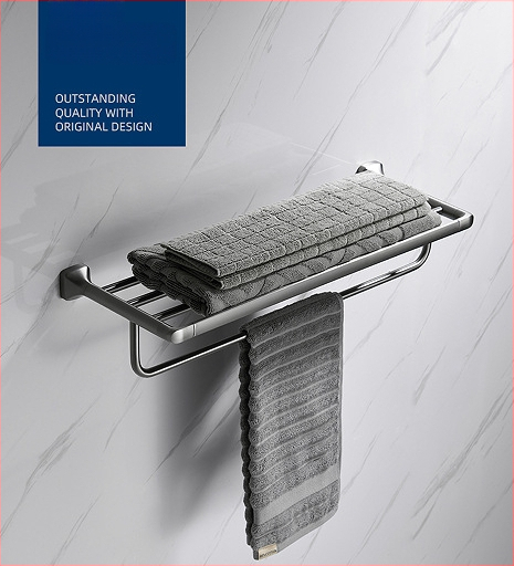 Fali törölközőtartó, 304 rozsdamentes acél, elektroplatált felület, Mu Ku, egyszerű stílus