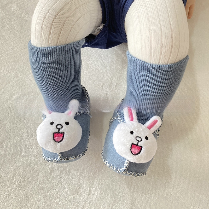 Χειμωνιάτικα παπούτσια μωρού με βελούδινο επάνω μέρος, επένδυση από τεχνητή γούνα, ραφή σόλας με το χέρι, σχέδιο καρτούν (Ηλικία 6–12 μηνών, αναπνεύσιμα, ζεστά)