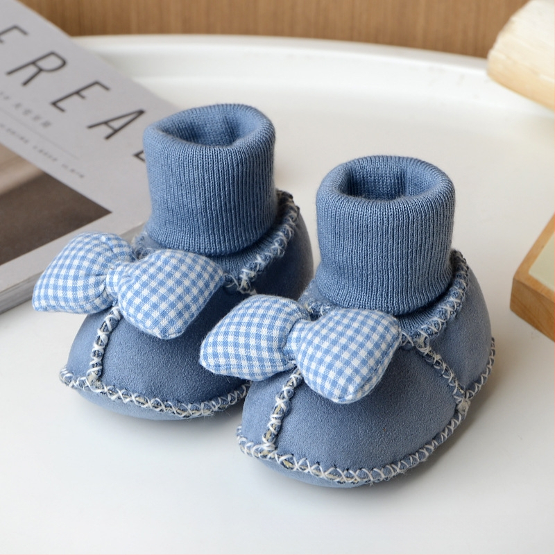 Χειμωνιάτικα παπούτσια μωρού με βελούδινο επάνω μέρος, επένδυση από τεχνητή γούνα, ραφή σόλας με το χέρι, σχέδιο καρτούν (Ηλικία 6–12 μηνών, αναπνεύσιμα, ζεστά)