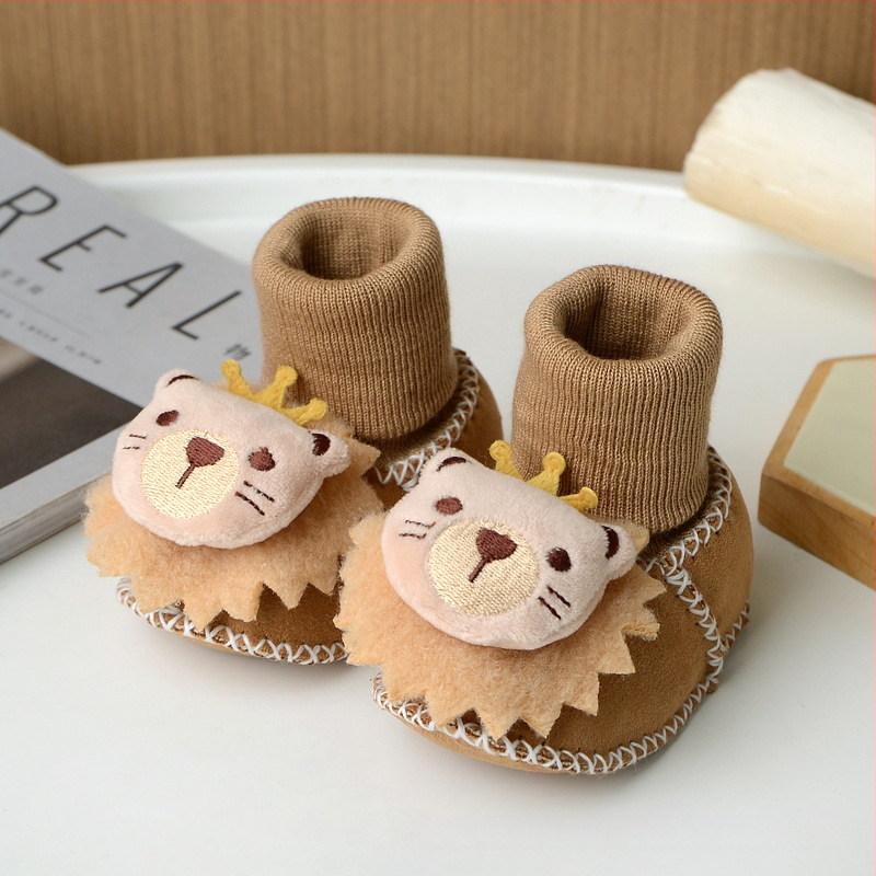 Χειμωνιάτικα παπούτσια μωρού με βελούδινο επάνω μέρος, επένδυση από τεχνητή γούνα, ραφή σόλας με το χέρι, σχέδιο καρτούν (Ηλικία 6–12 μηνών, αναπνεύσιμα, ζεστά)