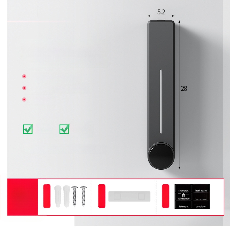 Стенен диспенсър за течен сапун за ръце, шампоан и душ гел | Пластмаса, окислена повърхност, модерен минималистичен стил, бутон за натиск
