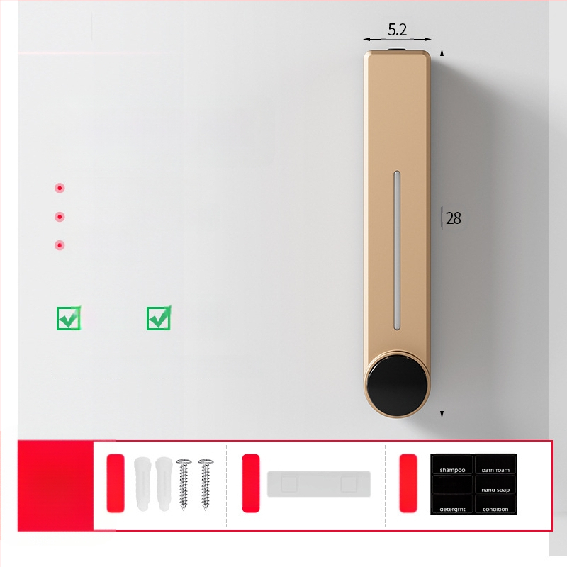 Стенен диспенсър за течен сапун за ръце, шампоан и душ гел | Пластмаса, окислена повърхност, модерен минималистичен стил, бутон за натиск