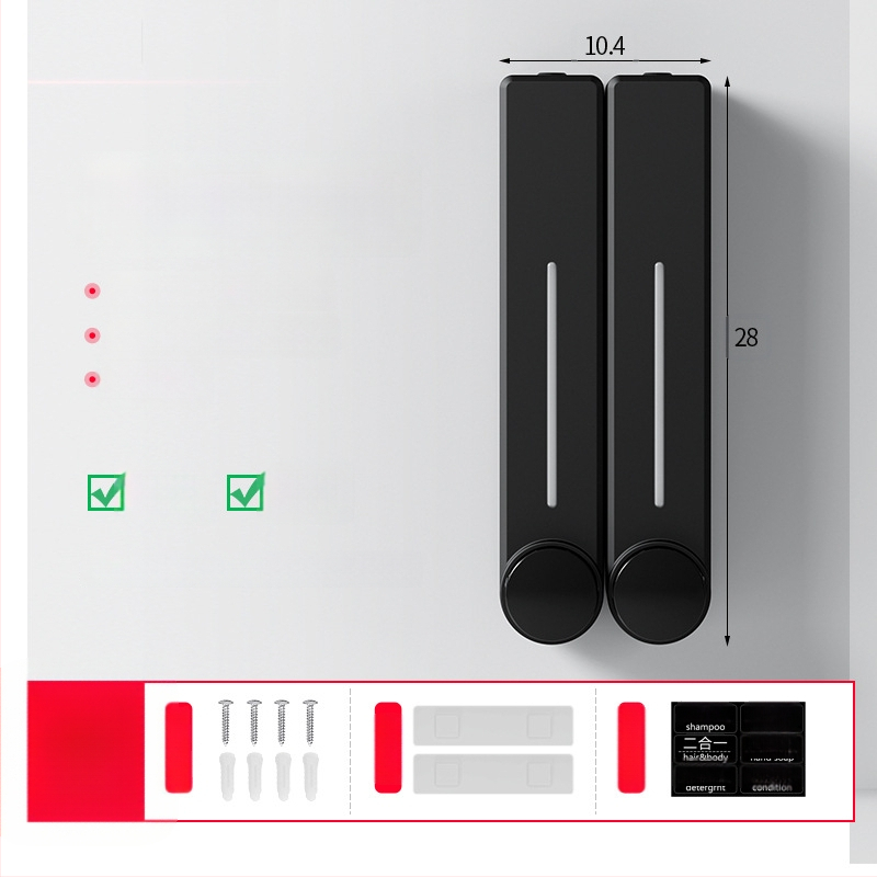 Стенен диспенсър за течен сапун за ръце, шампоан и душ гел | Пластмаса, окислена повърхност, модерен минималистичен стил, бутон за натиск