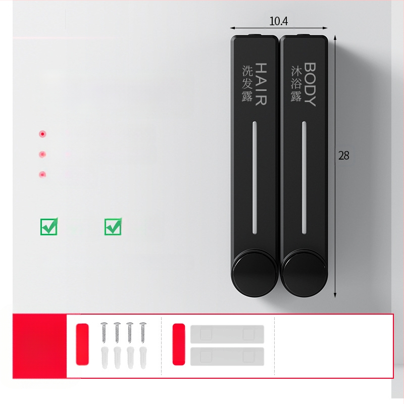 Стенен диспенсър за течен сапун за ръце, шампоан и душ гел | Пластмаса, окислена повърхност, модерен минималистичен стил, бутон за натиск