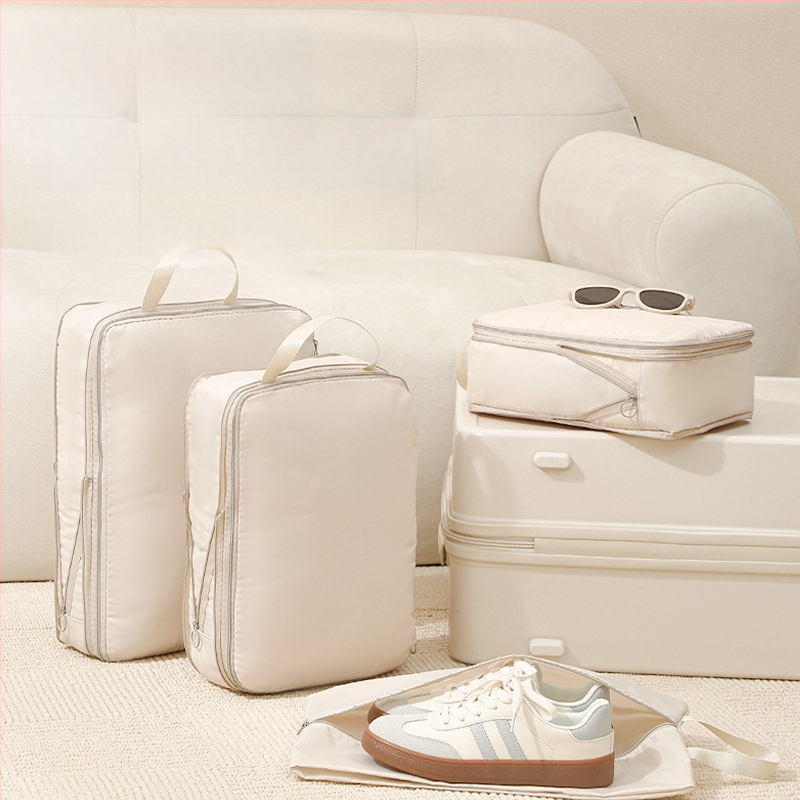 Utazási tárolótáska ruháknak, hordozható utazási szervező, bővíthető, vízálló, nagy kapacitású, hét részes készlet