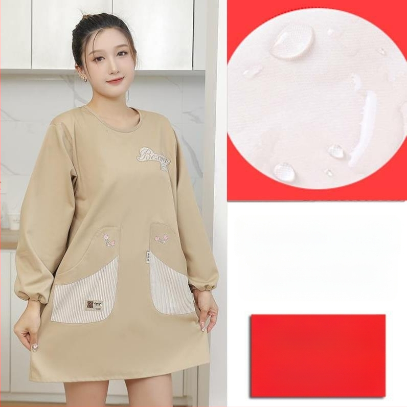 Ποδιά με μακριά μανίκια για οικιακή κουζίνα — αδιάβροχη, αντοχή στο λάδι, αναπνέουσα, λεπτή