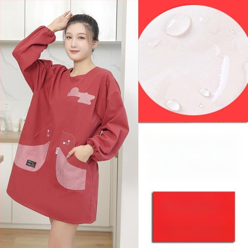 Ποδιά με μακριά μανίκια για οικιακή κουζίνα — αδιάβροχη, αντοχή στο λάδι, αναπνέουσα, λεπτή