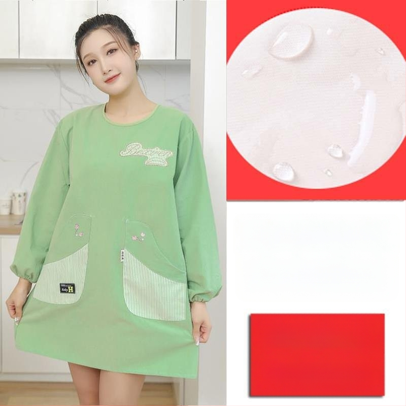 Ποδιά με μακριά μανίκια για οικιακή κουζίνα — αδιάβροχη, αντοχή στο λάδι, αναπνέουσα, λεπτή