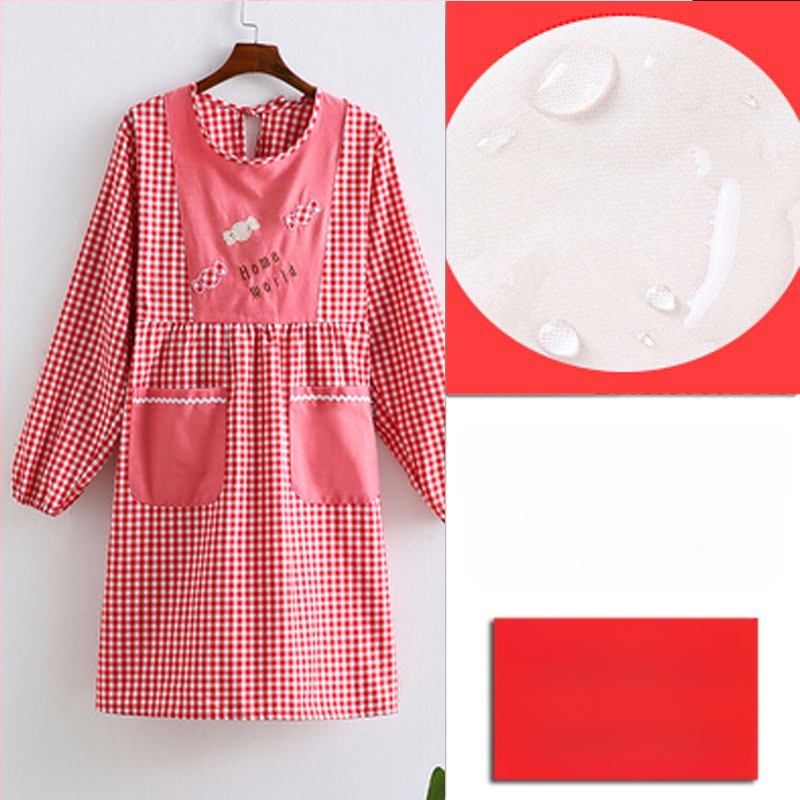 Ποδιά με μακριά μανίκια για οικιακή κουζίνα — αδιάβροχη, αντοχή στο λάδι, αναπνέουσα, λεπτή