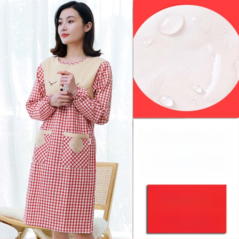 Ποδιά με μακριά μανίκια για οικιακή κουζίνα — αδιάβροχη, αντοχή στο λάδι, αναπνέουσα, λεπτή