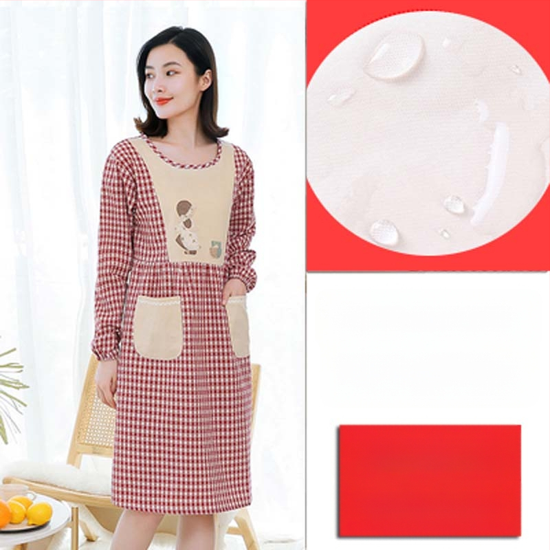 Ποδιά με μακριά μανίκια για οικιακή κουζίνα — αδιάβροχη, αντοχή στο λάδι, αναπνέουσα, λεπτή