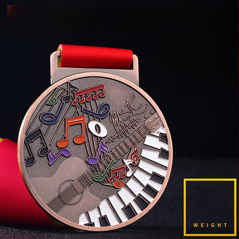 Prilagodljiva glazbena medalja od cinkovog legura s motivima klavira, violine i pjevanja, pozlaćena medalja za dječje glazbene i plesne natjecanja