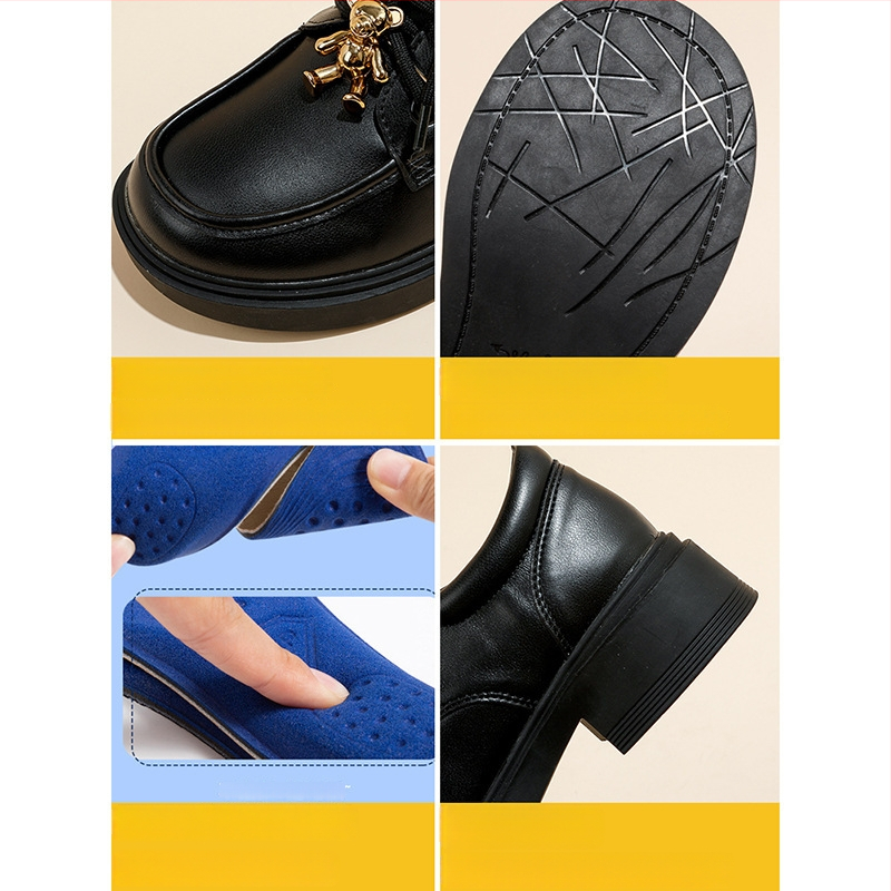 Dvoslojna koža, debeli potplat, niska peta od 3 cm, metalna kopča i pertle, britanski stil, svakodnevni loaferi za žene