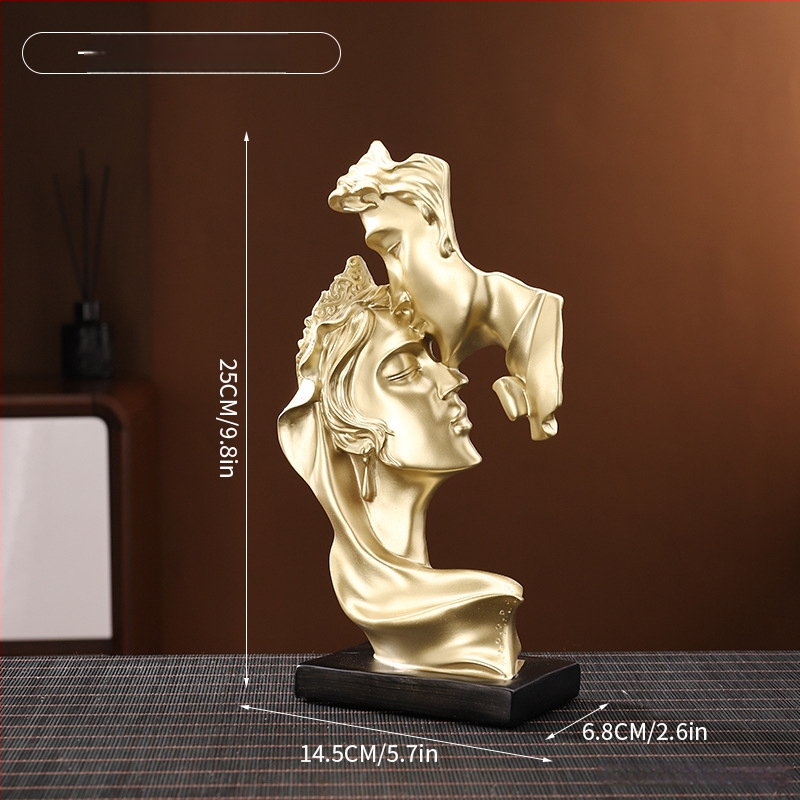 Nordijski stil: skulptura para od smole, poljubac ljubavi, ukrasna figurica za dom, znak ljubavi