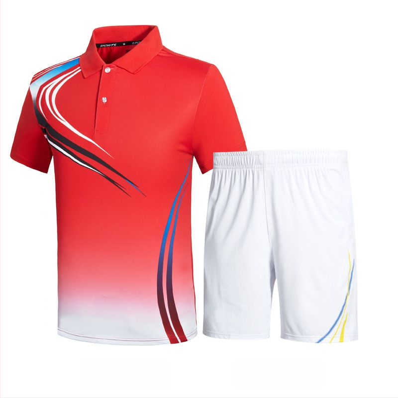 Unisex sportski set s kratkim rukavima, majica i šorc s ovratnikom, za badminton i tenis, timska odjeća