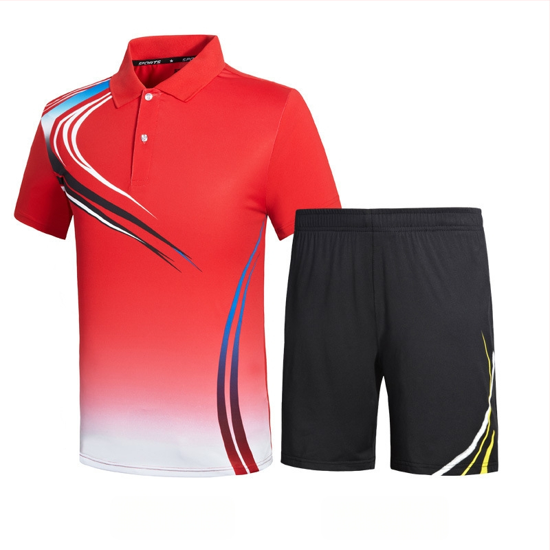 Unisex sportski set s kratkim rukavima, majica i šorc s ovratnikom, za badminton i tenis, timska odjeća