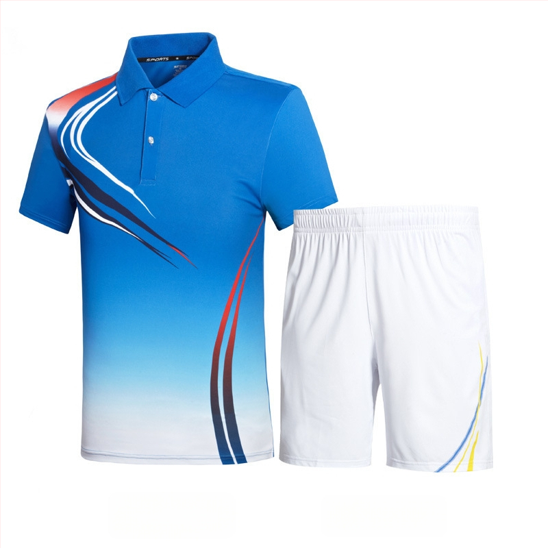 Unisex sportski set s kratkim rukavima, majica i šorc s ovratnikom, za badminton i tenis, timska odjeća