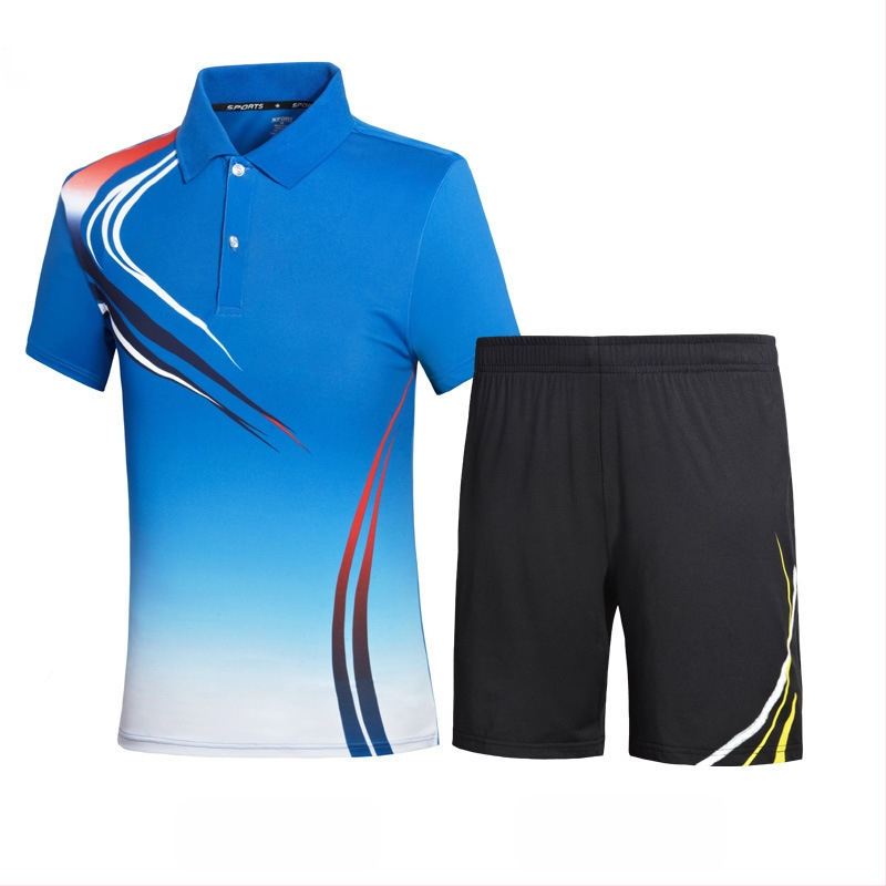 Unisex sportski set s kratkim rukavima, majica i šorc s ovratnikom, za badminton i tenis, timska odjeća
