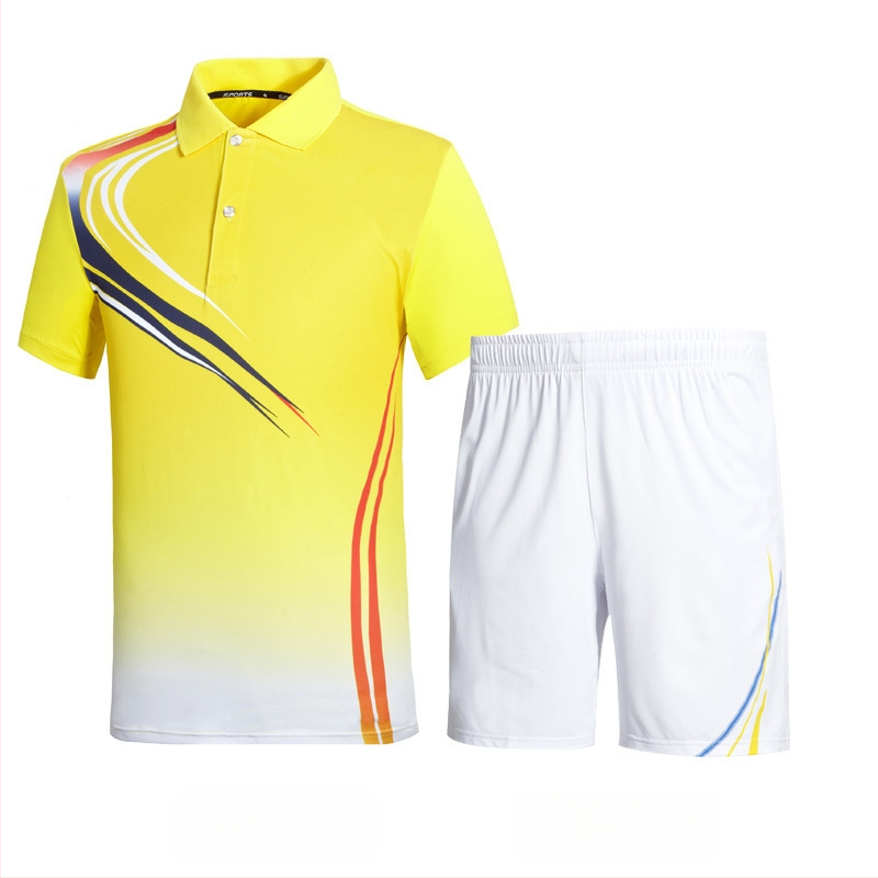 Unisex sportski set s kratkim rukavima, majica i šorc s ovratnikom, za badminton i tenis, timska odjeća