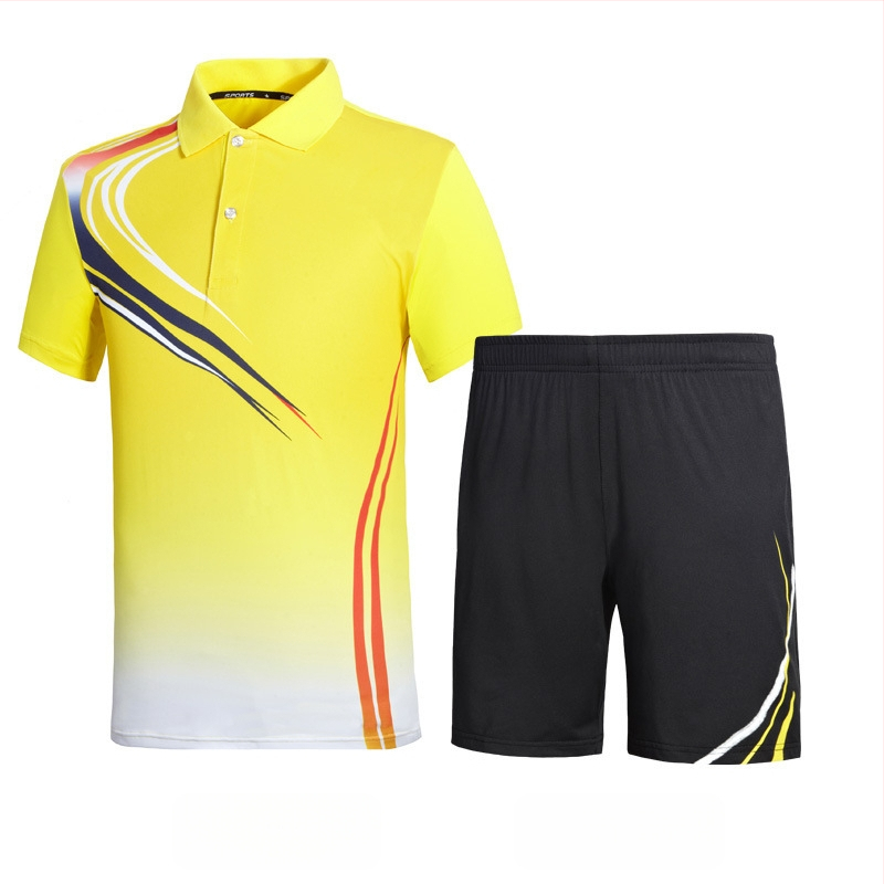 Unisex sportski set s kratkim rukavima, majica i šorc s ovratnikom, za badminton i tenis, timska odjeća