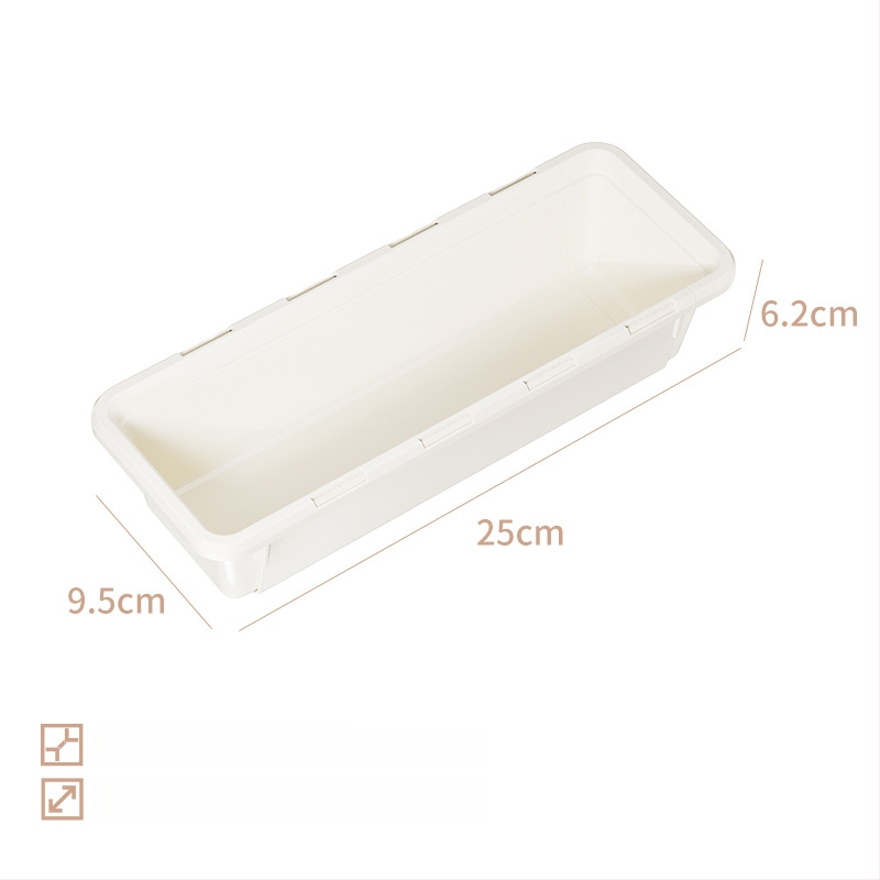 Cutie telescopică pentru sertar, organizator din plastic pentru tacâmuri cu compartiment pentru bețișoare
