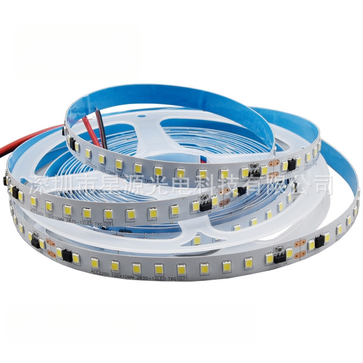220V LED-szalag, 2835 SMD, meghajtó nélkül, üres nyomtatott áramkör, hátoldali öntapadó