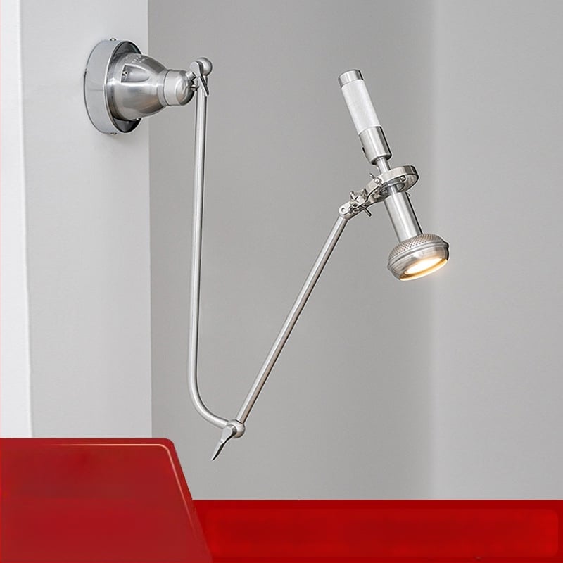 Prilagodljiva zidna lampa u industrijskom stilu s retro dizajnom, za kabinet/hodnik/spavaću sobu; kućište od nehrđajućeg čelika, aluminijsko sjenilo, LED