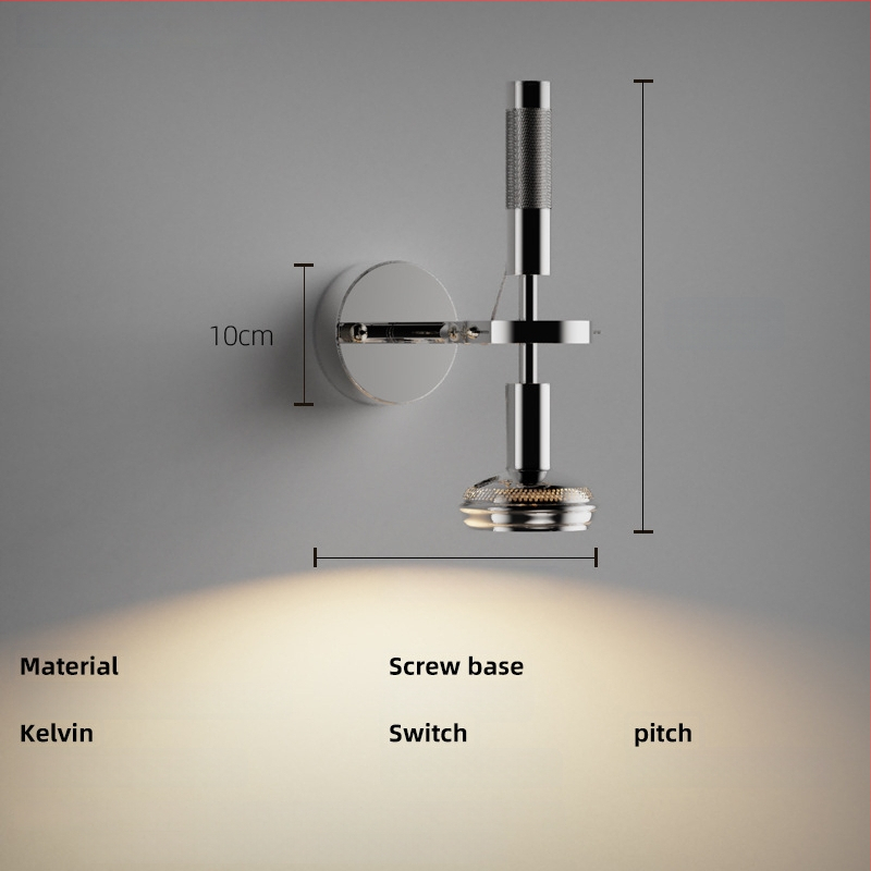 Prilagodljiva zidna lampa u industrijskom stilu s retro dizajnom, za kabinet/hodnik/spavaću sobu; kućište od nehrđajućeg čelika, aluminijsko sjenilo, LED